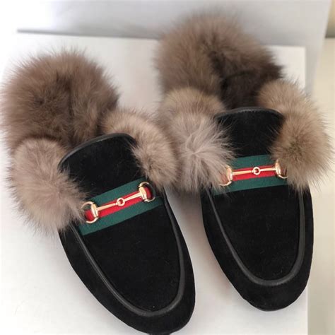 тапки гуччи с мехом
